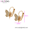 95493 xuping nueva llegada configuración de grado superior zircon cúbico fantasía 18 k aro de oro pendiente con encanto mariposa